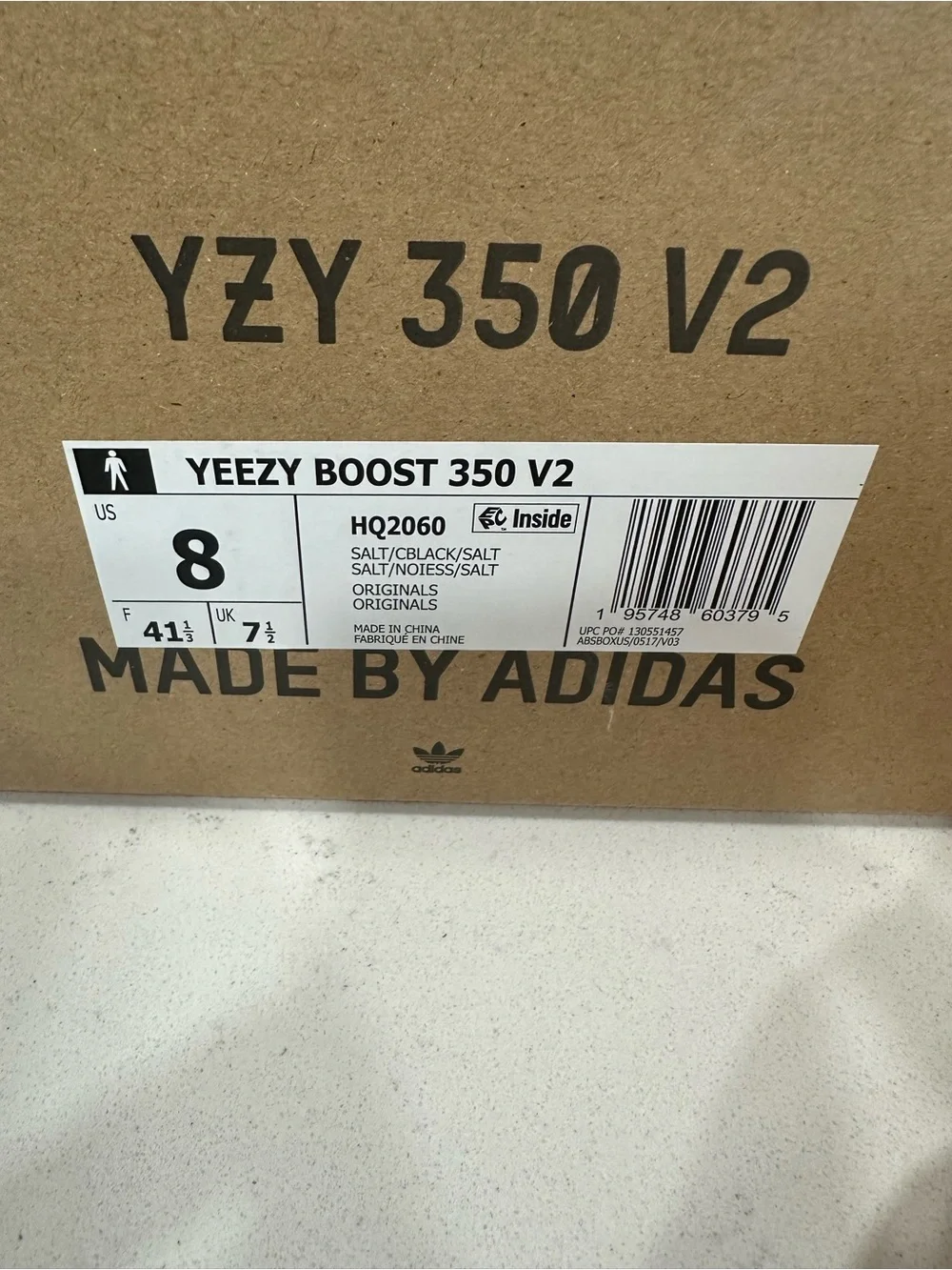 Adidas Yeezy Boost 350 V2 Salt Black Size 8 Brand New in Box - Picture 7 of 8